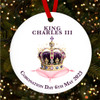 Watercolour Purple Crown King Charles Coronation Souvenir Round Hanging Ornament