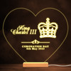 Heart Crown King Charles Coronation Souvenir Personalised Warm White Night Light
