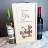 Best Son In The World Grapes & Wine Wooden Rope Double Two Bottle Wine Gift Box