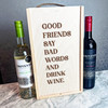 Funny Good Friends  Wooden Rope Double Two Bottle Wine Gift Box