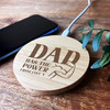 Dad Has The Power Gym Father's Day Personalised Round Wireless Phone Charger Pad
