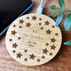 Stars Border To A Star Grandson Personalised Round Wireless Phone Charger Pad