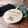 Wedding Day Rings Couple Names Anniversary Personalised Round Phone Charger Pad