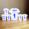 Dad's Dream Team Birthday Football Blue Shirt Family 5 Small Personalised Gift