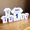 Dad's Dream Team Birthday Football Blue Shirt Family 5 Small Personalised Gift