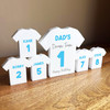 Dad's Team Birthday Football Light Blue Shirt Family 5 Small Personalised Gift