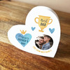 Best Dad Father's Day Photo Trophy Blue White Heart Personalised Gift Ornament