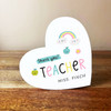 Rainbow Pastel Thank You Teacher Flowers White Heart Personalised Gift Ornament