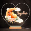 Sleeping Cute Fox Colourful Heart Personalised Gift LED Lamp Night Light