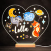 Sleeping Fox And Sloth Colourful Heart Personalised Gift LED Lamp Night Light