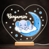 Blue Sleeping Baby Elephant Colourful Heart Personalised Gift Lamp Night Light