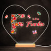 Floral Alphabet Butterflies Letter F Heart Personalised Gift Lamp Night Light