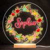 Floral Wreath Colourful Round Personalised Gift Warm White LED Lamp Night Light