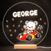 Bear Driving Racing Car Colourful Round Personalised Gift LED Lamp Night Light