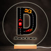 Road Racing Cars Letter D Colourful Round Personalised Gift LED Lamp Night Light