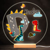 Dinosaur Alphabet Letter D Colourful Round Personalised Gift Lamp Night Light