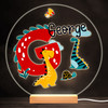 Dinosaur Alphabet Letter G Colourful Round Personalised Gift Lamp Night Light