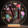 Sealife With Mermaids Alphabet Letter M Round Personalised Gift Lamp Night Light