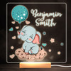 Elephant With Balloon Colourful Square Personalised Gift LED Lamp Night Light