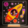 Space Rocket Stars Boy Photo Colourful Square Personalised Gift Lamp Night Light