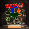 T Dinosaur Alphabet Colourful Square Personalised Gift LED Lamp Night Light