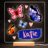 Butterfly Pink Purple Colourful Square Personalised Gift LED Lamp Night Light