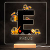 Construction Vehicles Alphabet Letter E Square Personalised Gift Night Light