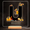Construction Vehicles Alphabet Letter U Square Personalised Gift Night Light