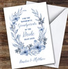 Grandparents Of The Bride Blue Flowers Wedding Day Thank You Personalised Card