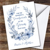 Grandparents Of The Groom Blue Flowers Wedding Day Thank You Personalised Card