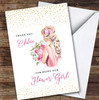 Girl Holding Flowers Gold Polka Thank You Flower Girl Personalised Card