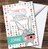 Thank You Wedding Photographer Pink Blue Hearts Bunny Personalised Card