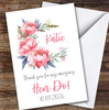 Thank You For My Hen Do Pink Flowers Floral Personalised Greetings Card