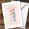 Watercolour Cute Special Couple On Their Wedding Day Personalised Greetings Card