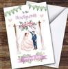 To The Newlyweds Painted Couple Pink Purple Flowers Personalised Greetings Card