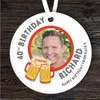 40th Special Birthday Beer Cheers Photo Round Personalised Gift Hanging Ornament