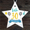 30th Birthday Star Blue & Grey Star Personalised Gift Keepsake Hanging Ornament