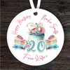 20th Birthday Female Rainbow Cake Personalised Gift Keepsake Hanging Ornament