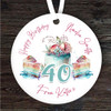 40th Birthday Female Rainbow Cake Personalised Gift Keepsake Hanging Ornament