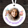 12th Birthday Bear Cupcake Photo Personalised Gift Keepsake Hanging Ornament