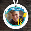 18th Birthday Photo Blue Round Personalised Gift Keepsake Hanging Ornament