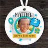 Boy Blue Happy Birthday Any Age Photo Personalised Gift Hanging Ornament