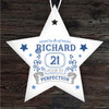 Special 21st Birthday Age Blue Star Personalised Gift Hanging Ornament