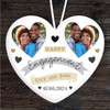 Happy Engagement Couple Photo Hearts Heart Personalised Gift Hanging Ornament