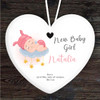 New Baby Girl Cloud Stars Birth Details Heart Personalised Gift Hanging Ornament