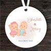 New Baby Girl & Boy Light Skin Twins Personalised Gift Keepsake Hanging Ornament