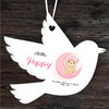 Welcome New Baby Girl Pink Bear Bird Personalised Gift Keepsake Hanging Ornament