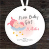 New Baby Girl Cloud With Stars Round Personalised Gift Keepsake Hanging Ornament