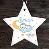 New Baby Boy Sleeping Bear Moon Star Personalised Gift Keepsake Hanging Ornament