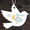 New Baby Boy Sleeping Bear Stars Moon Bird Personalised Gift Hanging Ornament